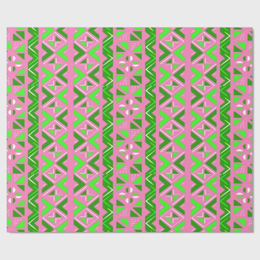 Papier Cadeau Pink & Green African Pattern (Plat)