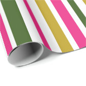 Papier Cadeau Pink Green Gold Stripe (Coin rond)