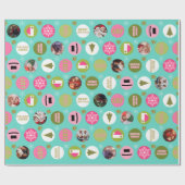 Papier Cadeau Pink Green l Photo de Noël (Plat)