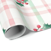 Papier Cadeau Pink Green Retro Christmas Wrapping Paper (Coin rond)