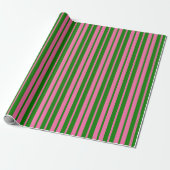 Papier Cadeau Pink Green Stylish Stripes Pattern Design (Déroulé)