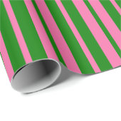 Papier Cadeau Pink Green Stylish Stripes Pattern Design (Coin rond)
