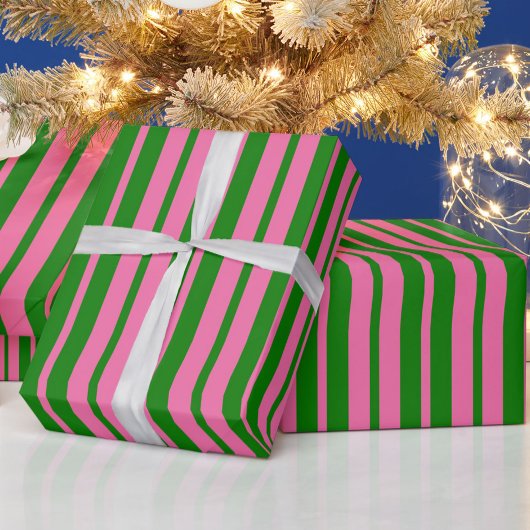 Papier Cadeau Pink Green Stylish Stripes Pattern Design