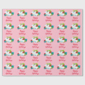 Papier Cadeau Pink Happy Holidays Unicorn (Plat)