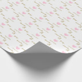 Papier Cadeau Pink Heart Gold Mariée & Groom Noms, Mariage blanc (Coin)