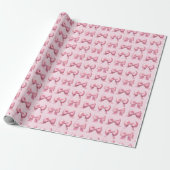 Papier Cadeau Pink Holiday Bow Gift Wrapping Paper (Déroulé)