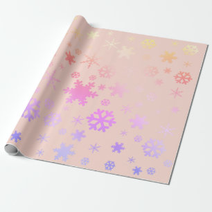 Papier Cadeau Pink Holographique Noël Snowflake Motif