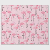 Papier Cadeau Pink ink flamingo set, tropical summer pattern vin (Plat)