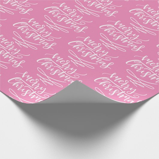 Papier Cadeau Pink Joyeux Noël Calligraphie Script Motif (Coin)