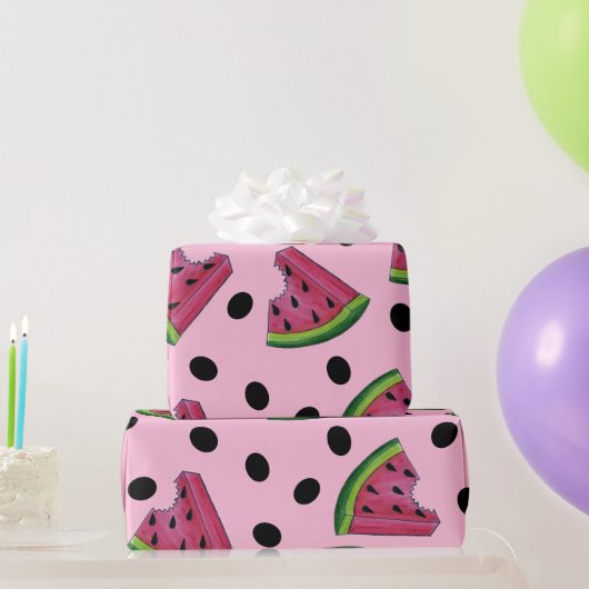 Papier Cadeau Pink Juicy Watermelon Wedge Graines Fruit (Cadeaux de fête)