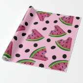 Papier Cadeau Pink Juicy Watermelon Wedge Graines Fruit (Déroulé)