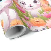 Papier Cadeau Pink Kawaii Kitty (Coin rond)