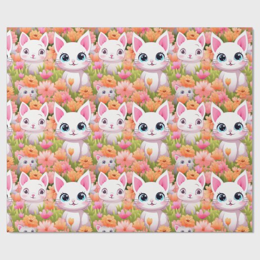 Papier Cadeau Pink Kawaii Kitty (Plat)