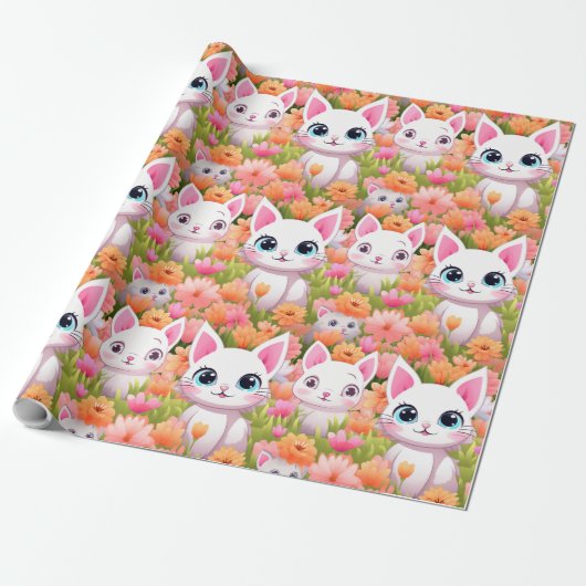 Papier Cadeau Pink Kawaii Kitty (Déroulé)