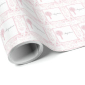 Papier Cadeau Pink Lace Girl Baptême (Coin rond)