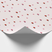 Papier Cadeau Pink Ladybug Garden Pattern Wrapping Paper (Coin)