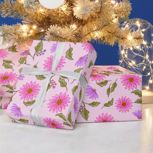 Papier Cadeau Pink Lavender Lacy Daisy Wrapping Paper (Vacances)