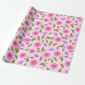 Papier Cadeau Pink Lavender Lacy Daisy Wrapping Paper (Déroulé)
