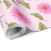 Papier Cadeau Pink Lavender Lacy Daisy Wrapping Paper (Coin rond)