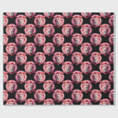 Papier Cadeau Pink Lion Head Animal Pattern Design - Black (Plat)