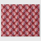 Papier Cadeau Pink Lion Head Animal Pattern Design Red (Plat)
