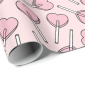 Papier Cadeau Pink Lollipops, Heart Lollipops, Lollipop Pattern (Coin rond)