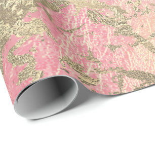 Papier Cadeau Pink Lux Gold Marble Pastel Unicorn Urbain Abstrai