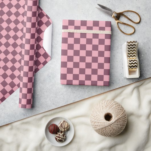 Papier Cadeau Pink Mauve Checkerboard Checkered Girly Retro Y2K (Artisanat)