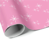 Papier Cadeau Pink Noël Snowflakes Motif Festif hiver (Coin rond)