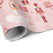 Papier Cadeau Pink Nutcracker Ballet Christmas Gift Wrap (Coin rond)