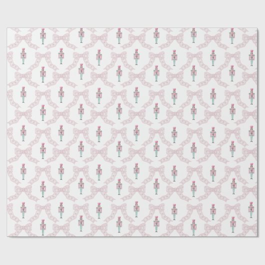 Papier Cadeau Pink Nutcracker Coquette Bow Christmas (Plat)