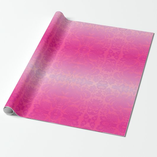 Papier Cadeau Pink Ombre Damask (Déroulé)