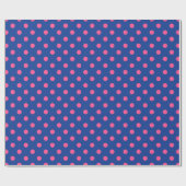 Papier Cadeau Pink On Blue Polka Dots Pattern Design (Plat)