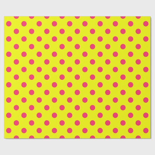 Papier Cadeau Pink On Yellow Polka Dots Pattern Design  (Plat)