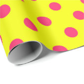 Papier Cadeau Pink On Yellow Polka Dots Pattern Design  (Coin rond)