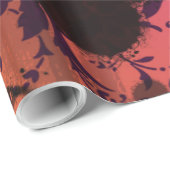 Papier Cadeau Pink Orange Grunge Damask Valentine (Coin rond)