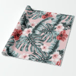 Papier Cadeau Pink Paradise Tropical Island Botanique Florale<br><div class="desc">papier d'emballage</div>