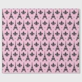 Papier Cadeau Pink Paris motif tour Eiffel enveloppement (Plat)