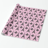 Papier Cadeau Pink Paris motif tour Eiffel enveloppement (Déroulé)