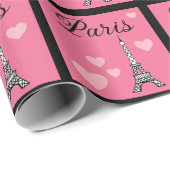 Papier Cadeau Pink Paris Wrapping Paper (Coin rond)