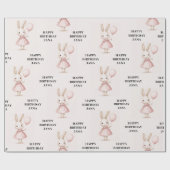 Papier Cadeau Pink Pastel Bunny Anniversaire de enfant de Pâques (Plat)