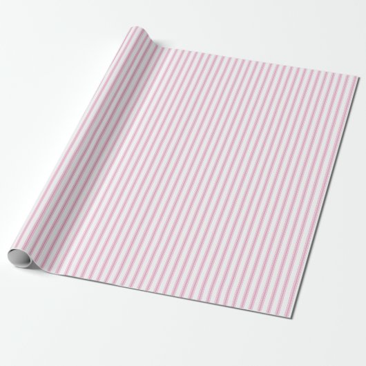 Papier Cadeau Pink Pastel Ferme Rustique Ticking Strift Cadeau (Déroulé)