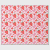Papier Cadeau Pink Pastel Fraise Florale Bow (Plat)