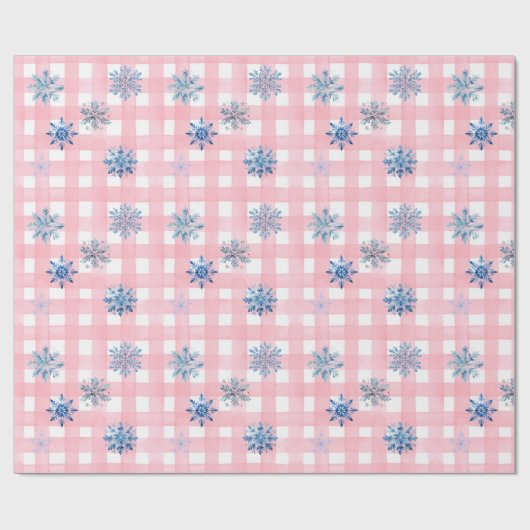 Papier Cadeau Pink Plaid Snowflake (Plat)
