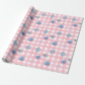 Papier Cadeau Pink Plaid Snowflake (Déroulé)