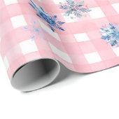 Papier Cadeau Pink Plaid Snowflake (Coin rond)