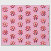 Papier Cadeau Pink Poinsettia Christmas Holiday (Plat)