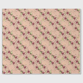 Papier Cadeau Pink Poinsettia Diagonal Stripe Noël (Plat)