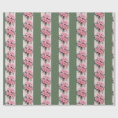 Papier Cadeau Pink Poinsettia Original Watercolor Stripe (Plat)