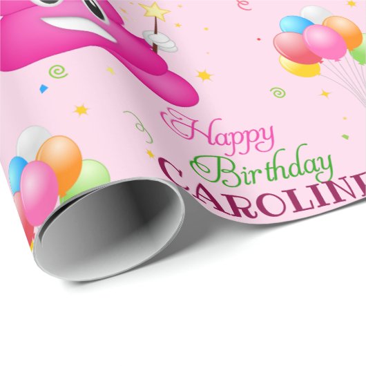 Papier Cadeau Pink Poop Emoji Princesse Anniversaire (Coin rond)